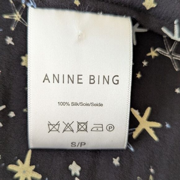 Anine Bing Silk Seastar Preppy Coastal Nautical Whimsigoth Beach Girl Top S - Picture 9 of 10